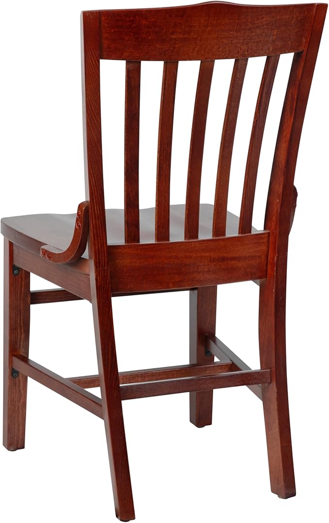 EMMA + OLIVER School House Back Mahogany Wood Chair