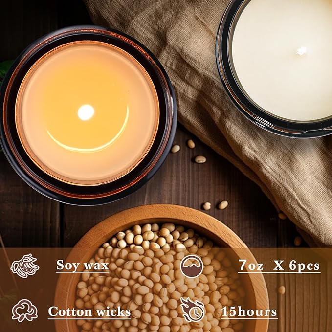 Scented Candles Set for Home, 6 Pack Scented Aromatherapy Candles for Women, 42.3 Oz 300 Hours Burning, Soy Wax Candle Gift Set with Lemon Lavender, Idea for Birthday, Anniversary, Mother's Day