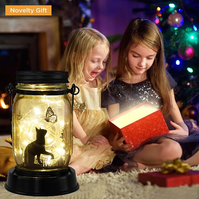 Styleonme Outdoor Solar Lanterns, Cat Lovers Gifts, Mother's Day Lantern Gifts for Mom, Grandma, Women and Everyone, Outdoor Mobile Gardening Garden Fence Path Decor Lights, Loss Cat Gifts