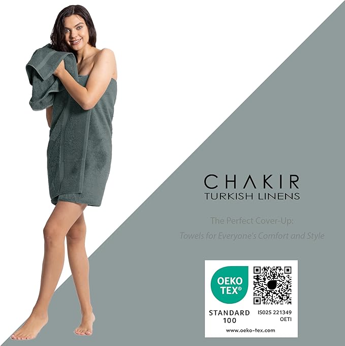 Chakir Turkish Linens, 100% Cotton Premium Quality Turkish Bath Sheets (35''x70'' Large Bath Sheet Towels - Dark Gray)