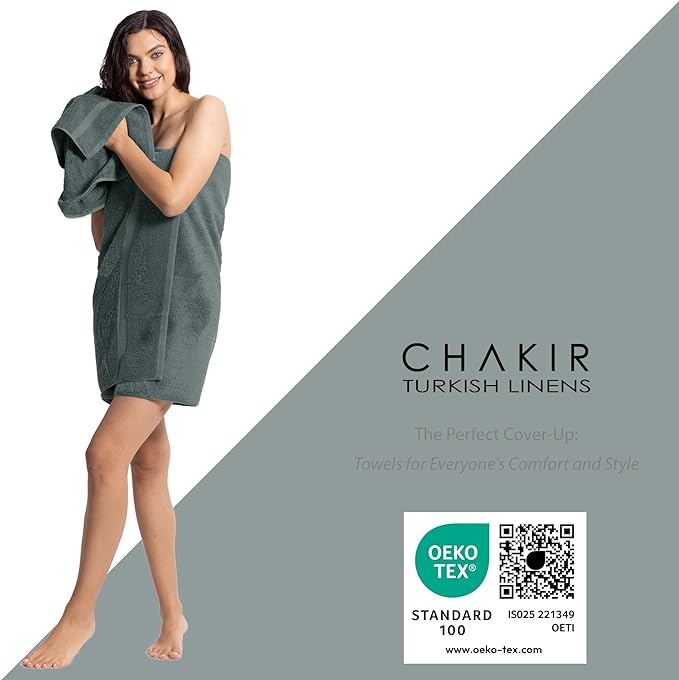 Chakir Turkish Linens Premium Cotton Absorbent Turkish Towels (8-Piece Towel Set, Dark Gray)