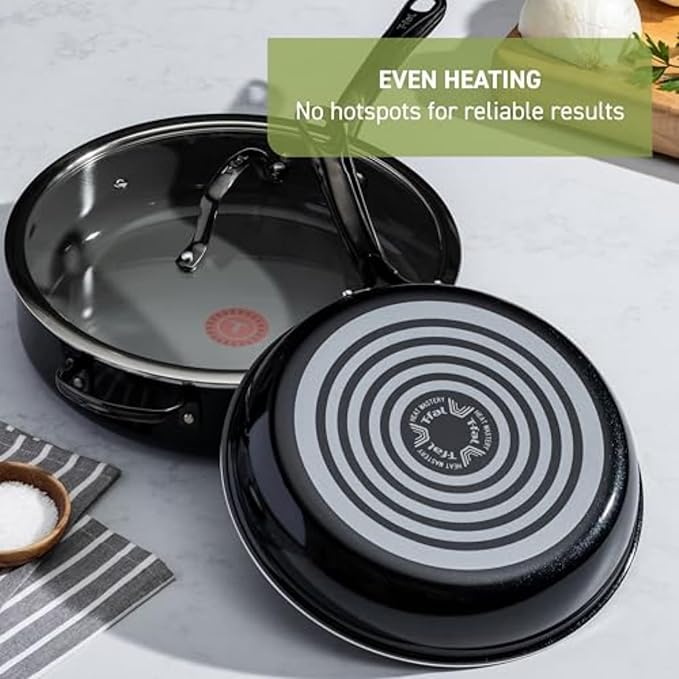 T-Fal Preserve Ceramic Non stick Frying Pan Skillet 12-inch, Oven Broiler Safe up to 350ยฐF, Cookware, InoCeram Glide Technology, Frying Pan, Skillet Pots & Pans, Black