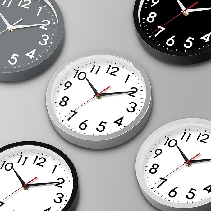 14 Inch Wall Clock Large Battery Operated Big Silent Non Ticking Analog Decorative for Living Room Office Kitchen Outdoor Classroom Bedroom Bathroom School Home(Silver)