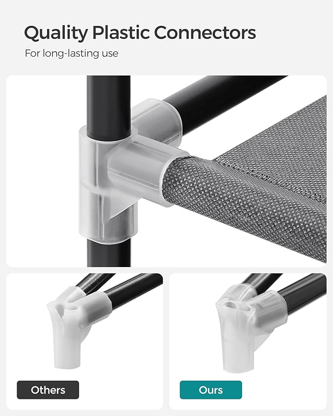 SONGMICS Portable Closet Wardrobe with Shoe Rack and Cover, Closet Storage Organizer, 2 Hanging Rods, Shelves, and 4 Side Pockets, 50 x 17.7 x 69.3 Inches, Spacious for Bedroom, Gray URYG008G02