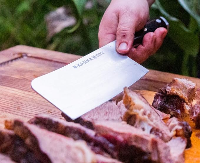 KANKA 7 inch Meat Cleaver Knife – Professional Knife for BBQ & Kitchen, Ergonomic Handle Stainless Steel Butcher for Meat, Fish & Bone Cutting - Heavy Duty Chef Chopper Razor Sharp & Rust-Resistant