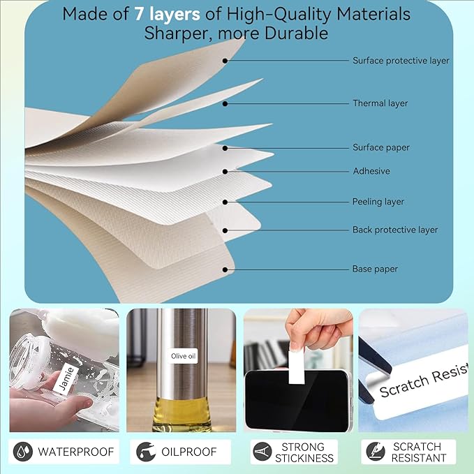 1175 Pcs D30 Label Maker Tape, 15×30mm(0.59"×1.2") Thermal Label Print Stickers Compatible with D30 Portable Label Printer Adapted Print Paper for Office, 230 Labels/Roll, 5 Rolls(White)