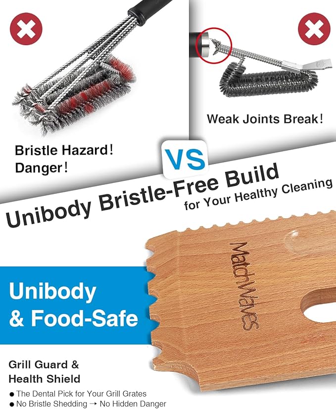 Wooden Grill Scraper, Grill Grate Cleaner for Traeger Grills - Safe Bristle-Free Grill Cleaning Tool