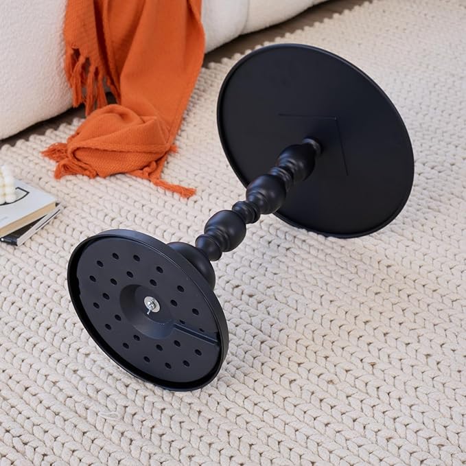 Elegant Vintage Round Side Table with Roman Columns - Sturdy Metal Design, Perfect as a Coffee, End, Tea, or Leisure Table for Living Room and Bedroom Decor,(Black+Black 1pack)