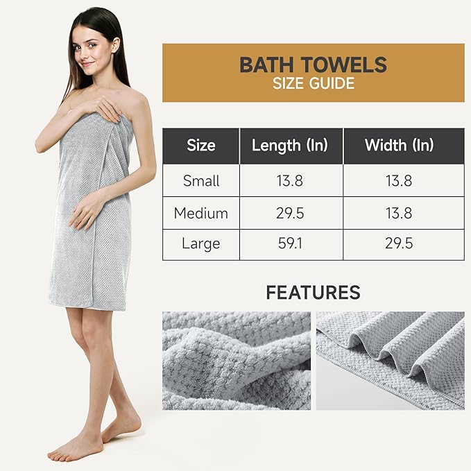 REDKISS 6 Piece Premium Towel Set, 2 Bath, 2 Hand, and 4 Wash Cloths, Ultra Soft Cotton, Highly Absorbent Towels for Bathroom, Gym, Hotel, and Spa,Ideal for Everyday use,Light Grey