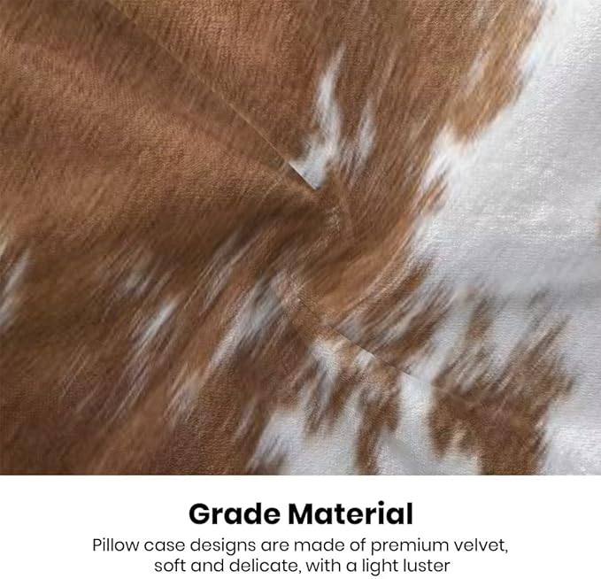 BETGINY Cow Print Pillow Covers 20X20 Inch Pack of 2, Western Brown Cowhide Throw Pillow Covers Square Farmhouse Animal Cow Print Cushion Cases for Bedroom Living Room Home Sofa Patio Outdoor