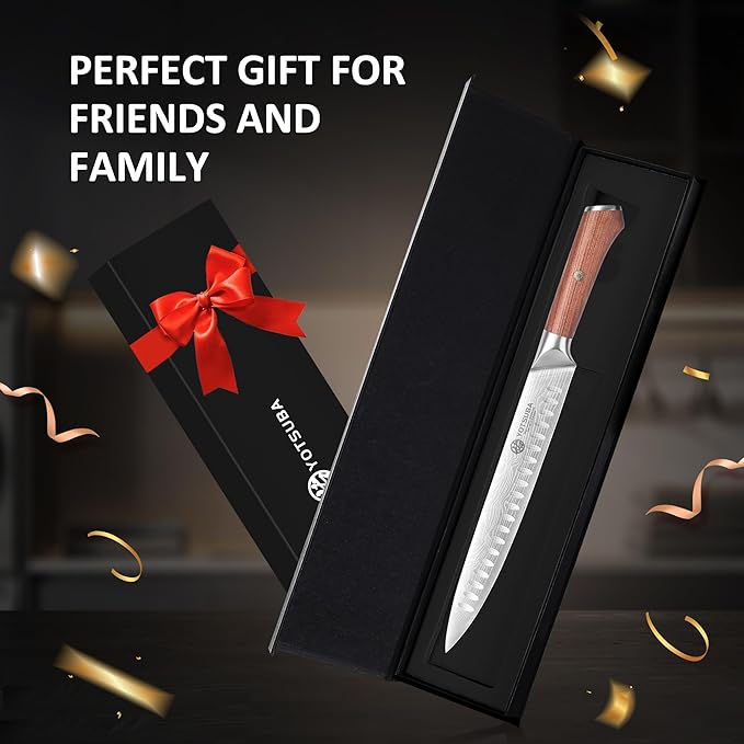 YOTSUBA Carving Knife for Meat, 10" Slicing Knife, High Carbon Steel Brisket Knives with Ergonomic Handle, Butcher Breaking Knives for Chopping Vegetable and Cooking with Gift Box