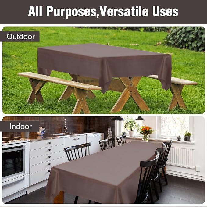 Craft And Party Brown Plastic Table Cover Roll, 40Inch X 300Feet Disposable Plastic Tablecloth, Banquet Rectangle Tablecover Roll