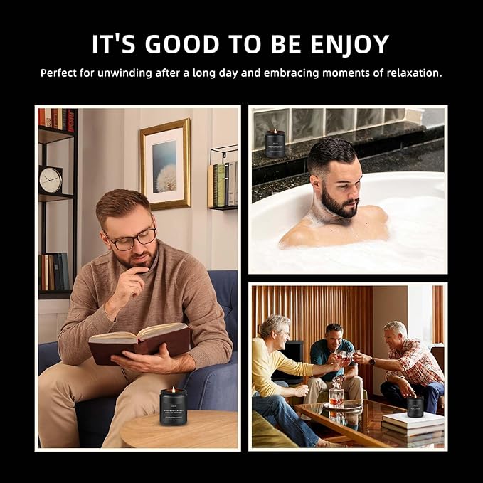 2 Pack Smoke & Vanilla Candle | Candles for Men - Masculine Candle, Soy Candles for Home Scented - Gifts for Men, Home Fragrance Gifts - Each of 7oz