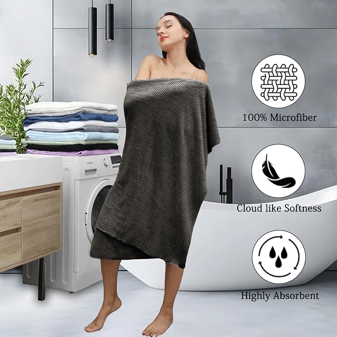 Extra Large Bath Towels Set 35x70 Inches - Dark Coffee Luxury 600 GSM Oversized Bath Sheet Towel,Ultra Soft Microfiber - Quick Dry,Highly Absorbent Shower Towels Spa Hotel Bathroom Towel Set (4-Pack)