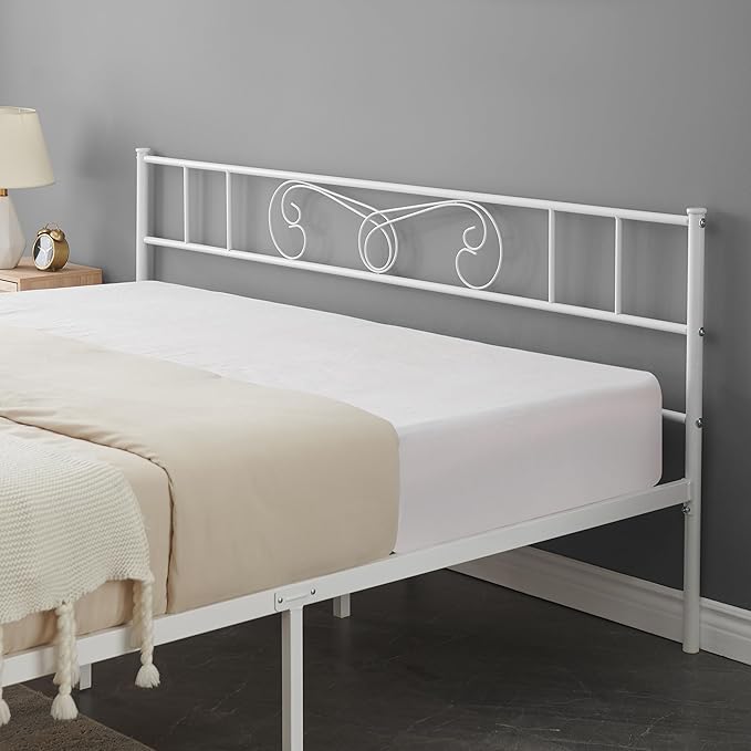 Metal Platform Bed Frame with Headboard & Footboard, Steel Slats Mattress Foundation No Box Spring Needed, 800Lbs Capacity, Noise-Free