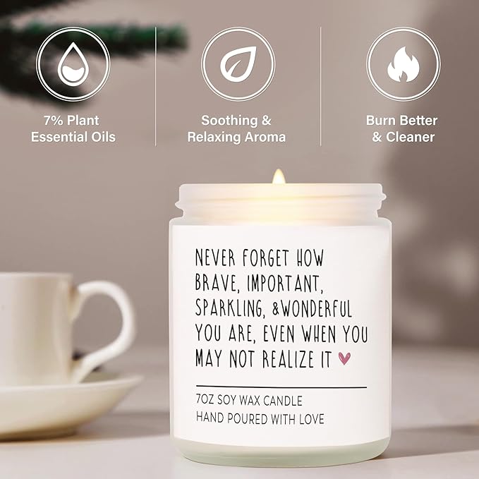 Afterprints Scented Candles - Inspirational Gifts for Women, Birthday Gifts for Her, Encouragement/Get Well Soon/Cheer Up/Positive Gift for Friends, Coworker, Sister, Natural Soy Candle 7Oz