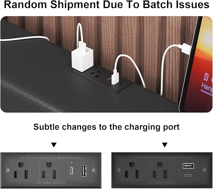 Queen Size Bed Frame with 4 Storage Drawers and LED Lights, Upholstered Platform Bed with Adjustable Headboard and Charging Station, Metal Slats Support, No Box Spring Needed,Easy Assembly, Black