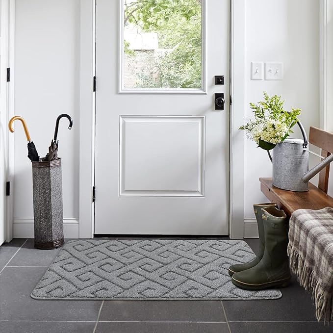 Walensee Indoor Doormat, Front Door Mat for Entrance (36"x59"Light Grey) Machine Washable Entryway Rug, Non Slip Trapper Door Rugs Absorbent Dirt Low Profile Shoes Scraper Inside Floor Mats