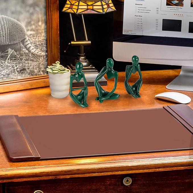 Thinker Statue Gold Decor Abstract Art Sculpture, Golden Resin Collectible Figurines for Home Living Room Office Shelf Decoration,Great Gift Ideas (Green)