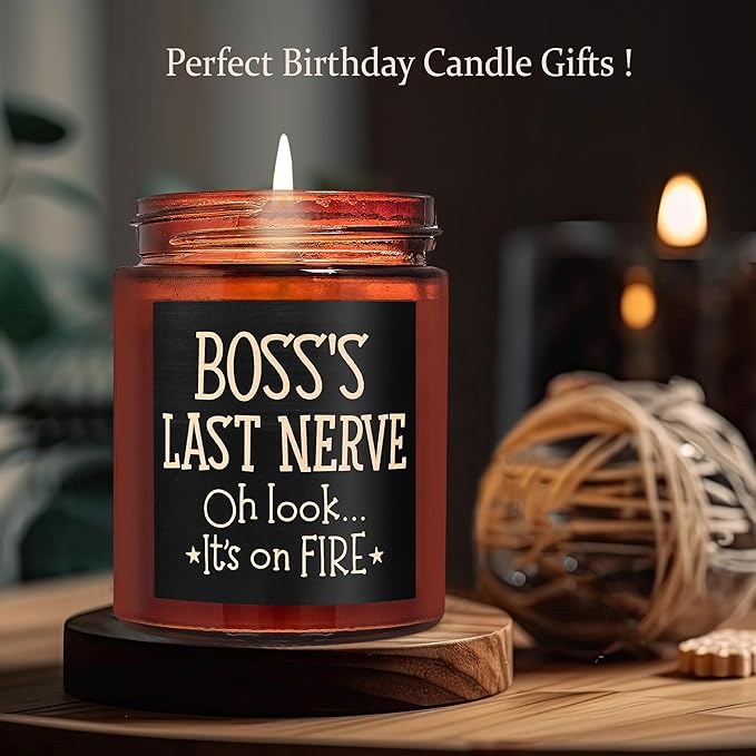 Boss Gifts for Women, Men - Fun Relaxing Candles - Funny Gift for Boss Female, Her, Mom, Boss Lady - Birthday, Thank You for Coworker Nurse Teacher Friend - Natural Soy Wax Jar Candle for Home