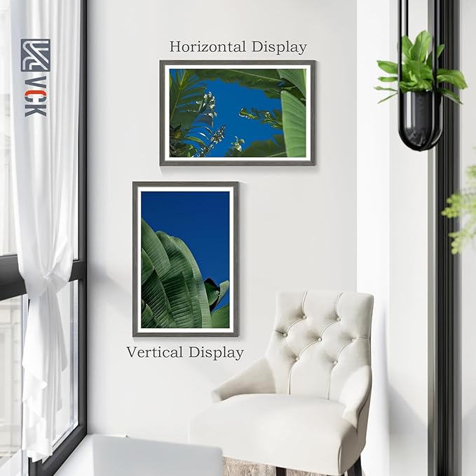VCK 24x36 Poster Frame Set of 4 - Grey, Gallery-Quality Wood Picture Frames, 1.1-Inch Wide Border, Polished Plexiglass, Vertical or Horizontal Wall Display for Photo/Art/Prints, Grey