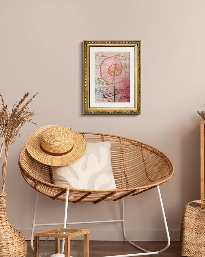 VIYYIEA Gold Framed Wall Art Canvas Print Home Decor Abstract Flower Wall Decor Vintage Aesthtic Pink Art Multicolor Painting Pictures Energetic Room Decorations for Bathroom Bedroom 11x14in