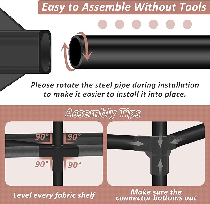 Wardrobe Closet, Quick and Easy Assembly, Gray Large Capacity Portable Closet with 3 Hanging Rods 6 Storage Shelves and 8 Side Pockets, Clothes Rack with Cover, for Bedroom and Living Room
