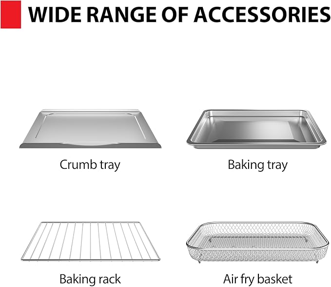 TOSHIBA ChefFry Air Fryer Toaster Oven Combo, 26.4 QT Large Capacity, 12-in-1 Countertop Toaster Oven, Stainless Steel