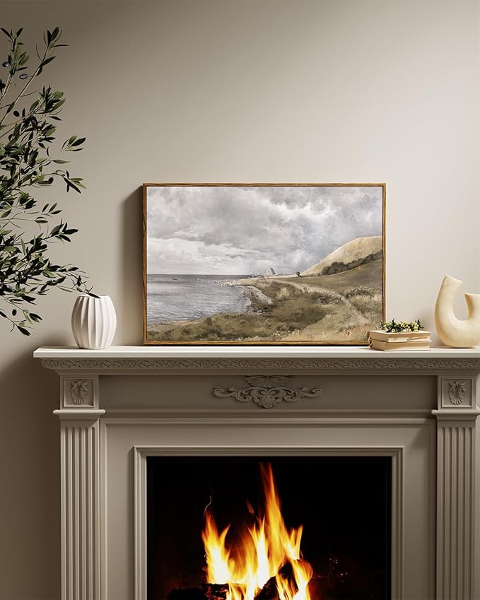 InSimSea Framed Canvas Wall Art Vintage Decor, Coastal Seaside Landscape Paintings, Large Prints, Nature Wall Decorations for Living Room Office Bedroom, 16"x24"