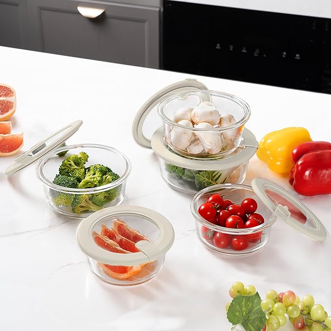 Urban Green Glass Food Storage Containers with Glass Lids, Microwave Safe Food Container Set, Aitight Meal Prep Container Set, LeakProof, 100% Plastic Free, 5 Pack