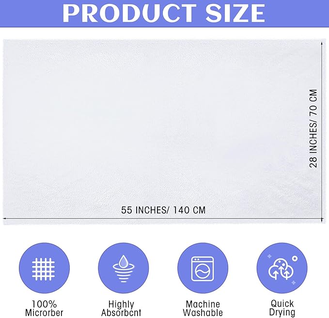 Newwiee 24 Pcs Coral Velvet Microfiber Bath Towels Sets 28 x 55 Inch Large Absorbent Multipurpose Quick Drying Soft Body Towels for Shower Bathroom Beach Fitness Yoga Sports Spa(White)