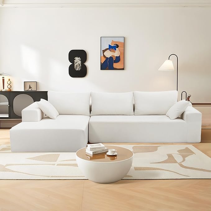 109 X 68'' Sectional Sofa, Chenille Fabric L Shaped Couch, 3 Seat Corner Sofa, Modern Upholstered Couch with 2 Pillow Left Hand Lounge for Living Room, Office