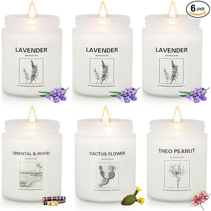 Candles for Home Scented,Lavender Candle Gifts Set,Made with Natural Soy Wax & Essential Oils, 6 Pack 42 Oz Candles Gifts for Women, Ideal for Birthday, Valentine's Day, Thanksgiving