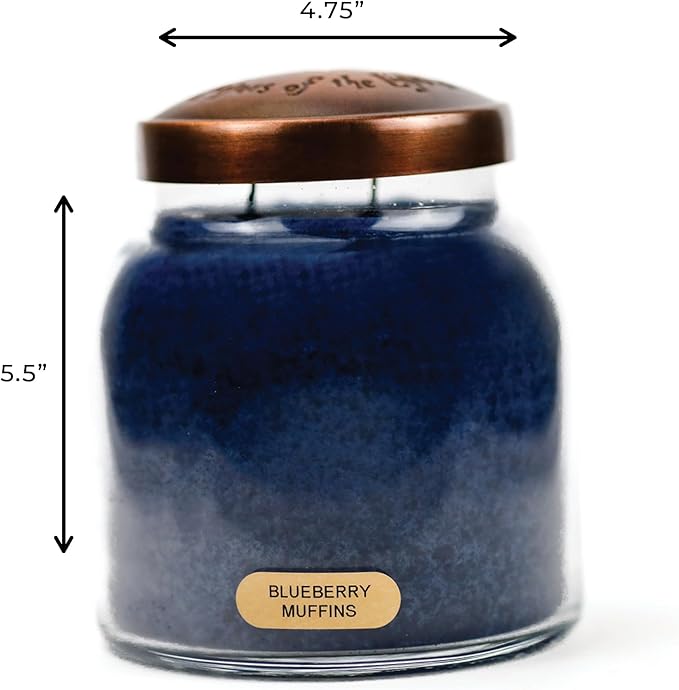 A Cheerful Giver — Blueberry Muffins - 34oz Papa Scented Candle Jar with Lid - Keepers of the Light - 155 Hours of Burn Time, Gift for Women, Blue