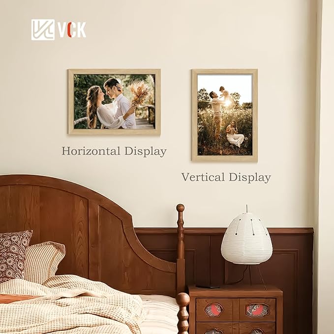 VCK 13x19 Picture Frame Set of 4 - Oak, Gallery-Quality Wood Poster Frames, 1.1-Inch Wide Border, Polished Plexiglass, Vertical or Horizontal Wall Display for Photo/Art/Prints, Natural Oak