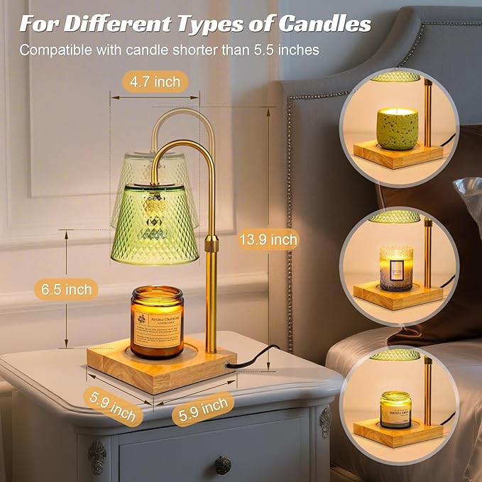 TantaScent Electric Candle Warmer Lamp in Vintage Birdcage Design with Timer – Scented Jar Candle Melter for Home Decor, Housewarming, Birthday, and Christmas (Includes 2 Bulbs) (Light Green)