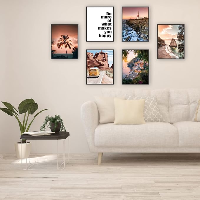 HoozGee Travel Wall Art Prints Seascape Palm Poster Wall Decor Nature Landscape City Coastal Road Scenery Pictures Canvas Photography Photos Home Bedroom Decor (8"x10" UNFRAMED)