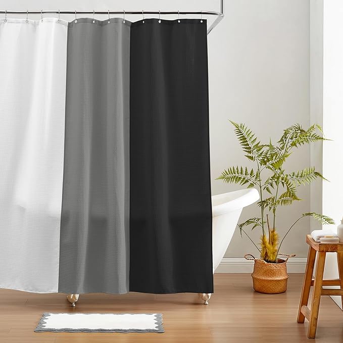 MONDAY MOOSE Bath Mat with Scalloped Wavy Ripple Design, Microfiber Absorbent Non Slip Tufted Rug for Floor, Shower or Kitchen (20x32 inch, Gray)