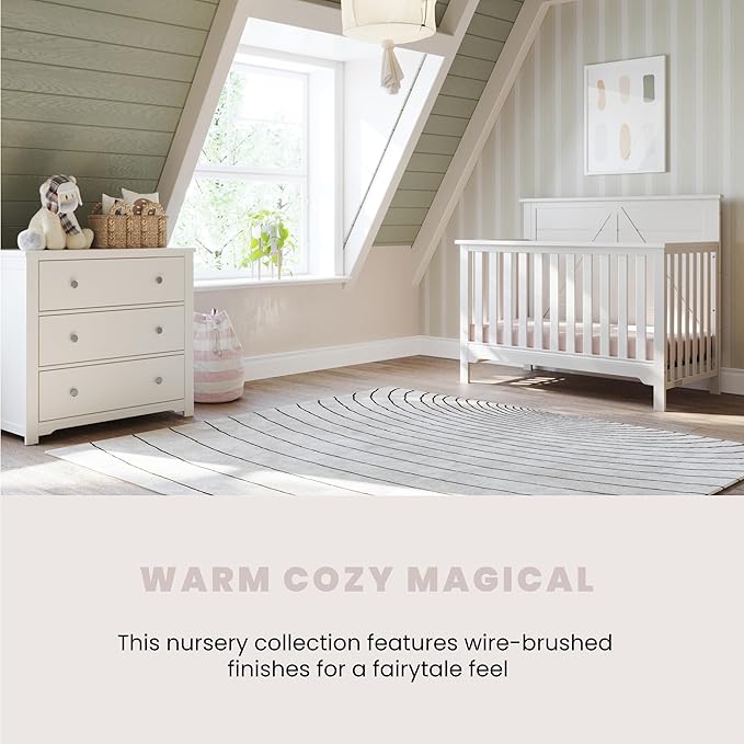 Child Craft Woodland 4-in-1 Convertible Crib, Baby Crib Converts to Day Bed, Toddler Bed and Full Size Bed, 3 Adjustable Mattress Positions, Non-Toxic, Baby Safe Finish (Brushed Cotton)