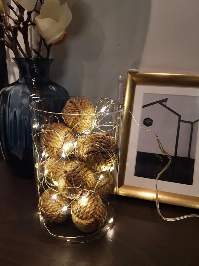 10PCS Orbs Decorative Balls for Centerpiece Bowls, Christmas Decorative Rope Balls for Bowls, Vase Filler, Decorative Bowl fillers for Farmehouse Coastal Table Decor