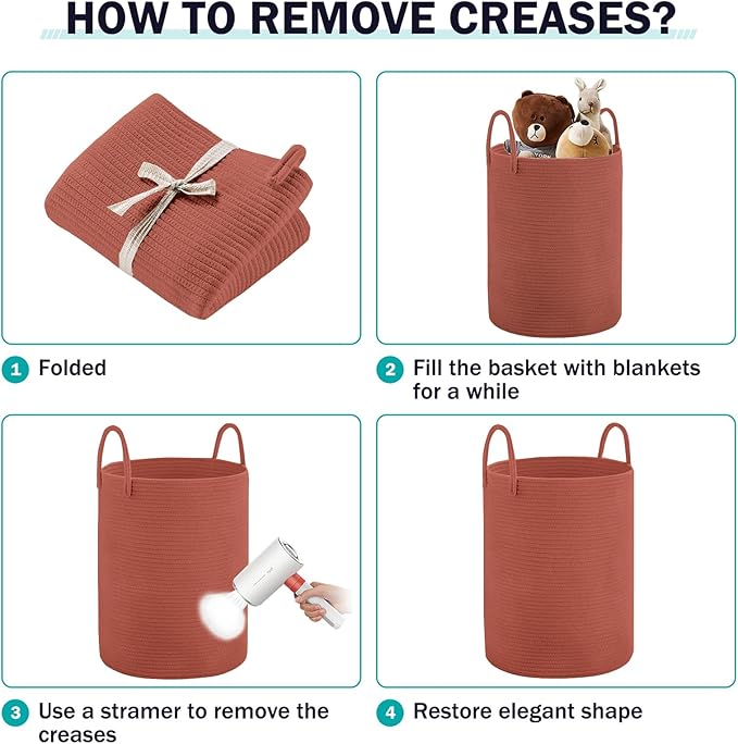 Laundry Hamper Basket, Woven 58L Tall Laundry Basket for Blanket Organizer- Clothes Hamper Baby Nursery Hamper for Blanket Storage in Bedroom