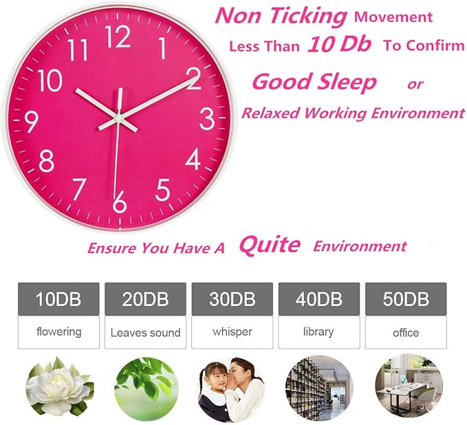 10-Inch Modern Simple Wall Clock Indoor Silent Non-Ticking Quartz Quiet Sweep Movement Battery Operated Wall Clock for Office/Kitchen/Bedroom/School Decorative