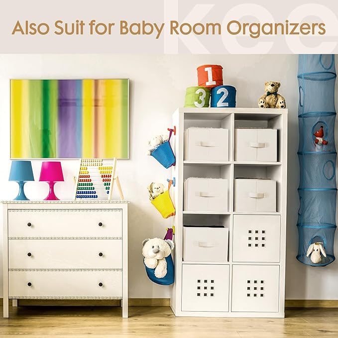 Criusia 6 Pack Large Clothes Organizer, Wardrobe Closet Organizer and Storage with Handles, Foldable Fabric Closet Organizers Dividers for Clothing, Pants, Jeans, Sweater, T-shirts, Beige