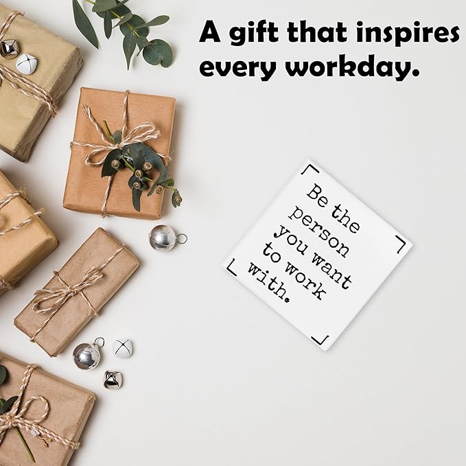 Be The Person You Want To Work With Framed Canvas Print Poster - 11.8’’ Inspirational Quote Canvas Artwork Prints Favors For Friends Family Coworkers - Wall Art Decor For Home Bedroom Office - A07