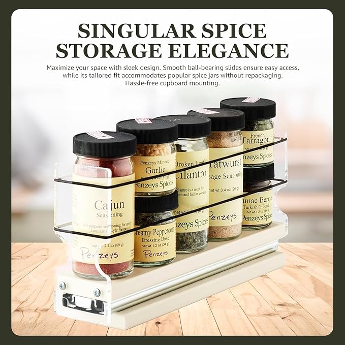 Vertical Spice Narrow Spice Rack -Sliding Spice Jars Organizer - Pantry Organizers & Storage - Slide Out Drawers for Kitchen Cabinets - Seasoning Caddy (2.3" W x 5.0" H x 10.6" D, Partially Assembled)