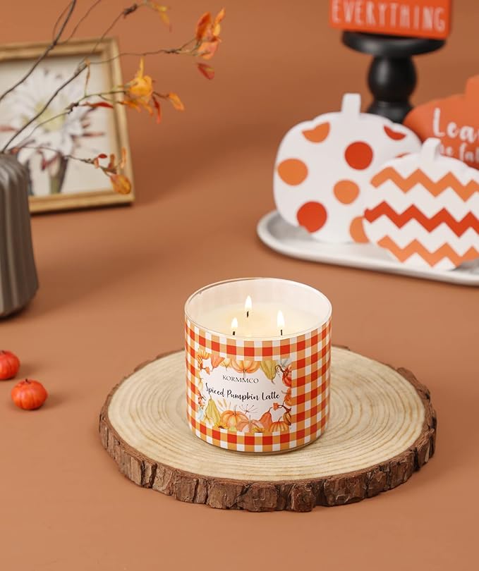 Spiced Pumpkin Latte Candle, Fall Scented Candle, Large 3 Wicks Candle, 14 oz