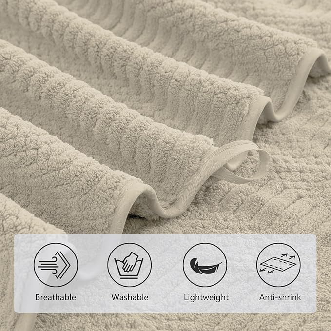 4 Piece Oversized Bath Towels Set 35x70 Inches, Cream Extra Large Soft Bath Sheet Chair Towels 600 GSM Highly Absorbent Quick Dry Towels Set for Bathroom Hotel Spa