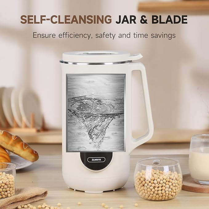 ZLWNYK 8 in 1 Nut Milk Blender, 34 oz homemade almond, oat, soy, coconut, plant-based milk, and non dairy beverages, with a 12 hour timer/self-cleaning/warming/hot water function