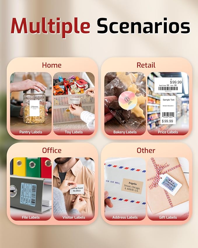 Phomemo Label Maker Machine with Tape, Upgrade M150 Thermal Label Printer, 2 Inch Bluetooth Label Maker for Barcode, Small Business, Home, Office, Compatible with Phone & PC