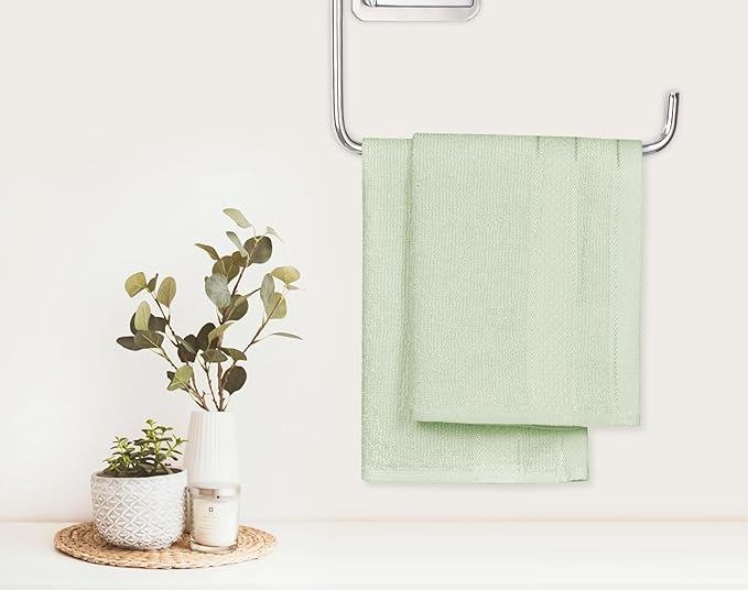 Casa Lino Face Towels & Body Wash Cloths for Showering - 100% Cotton Wash Cloths for Bathroom - Highly Absorbent & Quick Drying Washcloth Set - Cotton Washcloths 24 Pack - 12" x 12" (Light Sage Green)